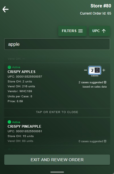 Typeahead search in SmartPO returning matching items by name and UPC